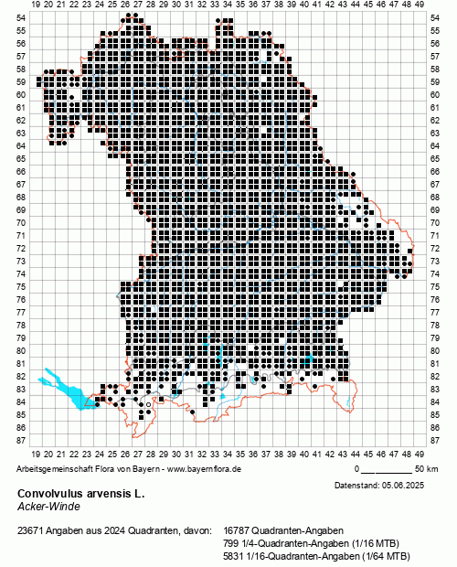 Die Verbreitungskarte zu Convolvulus arvensis L. wird geladen ...