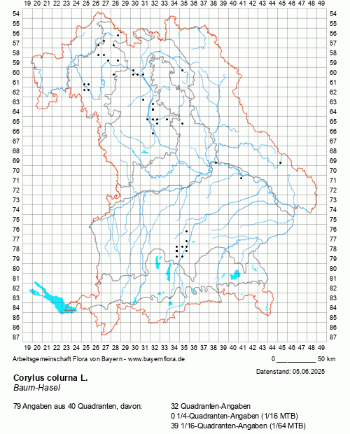 Die Verbreitungskarte zu Corylus colurna L. wird geladen ...