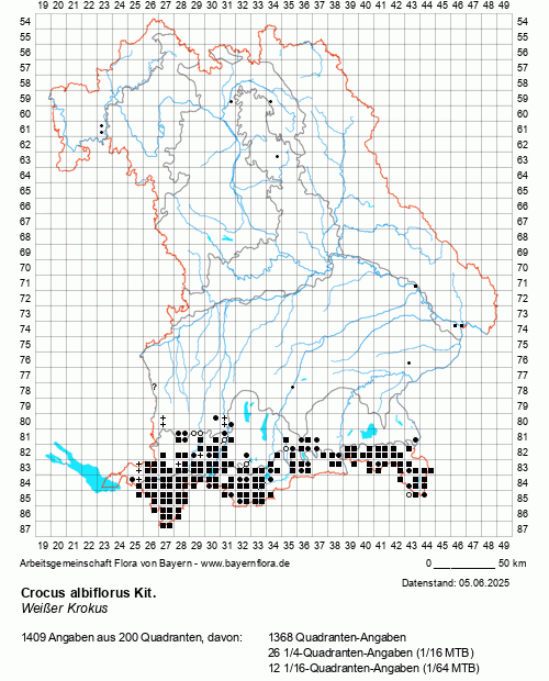 Die Verbreitungskarte zu Crocus albiflorus Kit. wird geladen ...
