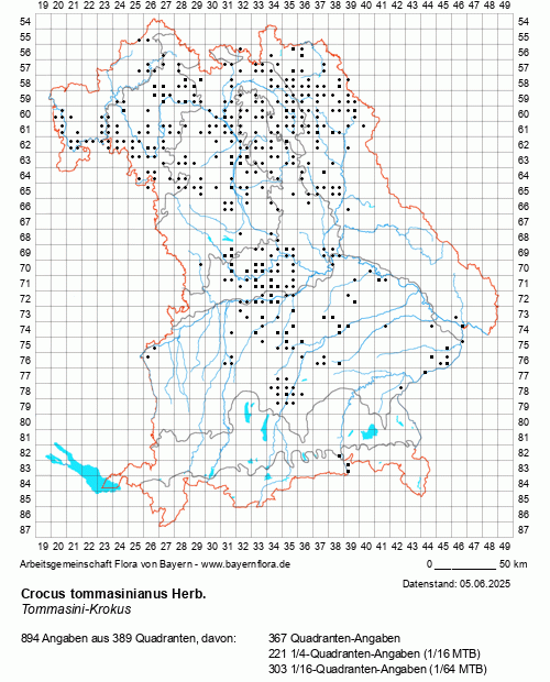 Die Verbreitungskarte zu Crocus tommasinianus Herb. wird geladen ...