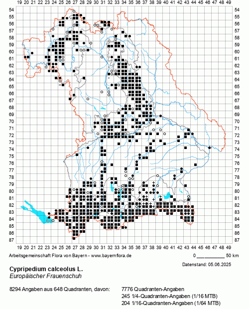 Die Verbreitungskarte zu Cypripedium calceolus L. wird geladen ...