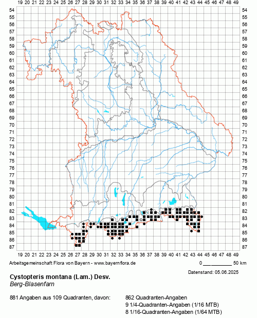 Die Verbreitungskarte zu Cystopteris montana (Lam.) Desv. wird geladen ...