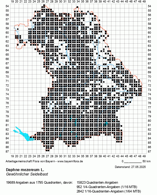Die Verbreitungskarte zu Daphne mezereum L. wird geladen ...