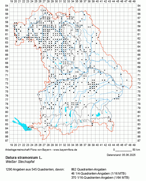 Die Verbreitungskarte zu Datura stramonium L. wird geladen ...