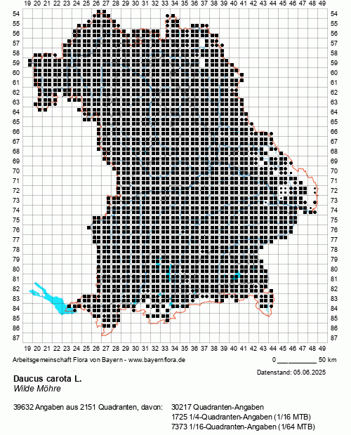 Die Verbreitungskarte zu Daucus carota L. wird geladen ...