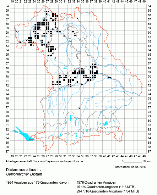 Die Verbreitungskarte zu Dictamnus albus L. wird geladen ...