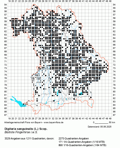 Die Verbreitungskarte zu Digitaria sanguinalis (L.) Scop. wird geladen ...