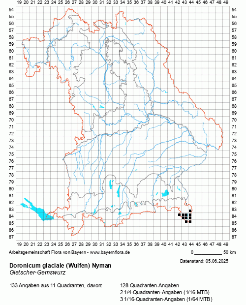 Die Verbreitungskarte zu Doronicum glaciale (Wulfen) Nyman wird geladen ...