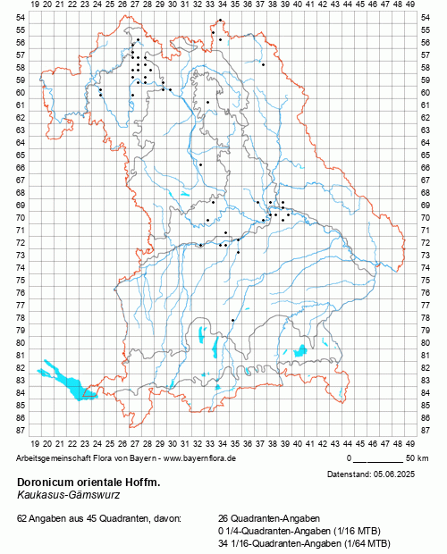 Die Verbreitungskarte zu Doronicum orientale Hoffm. wird geladen ...