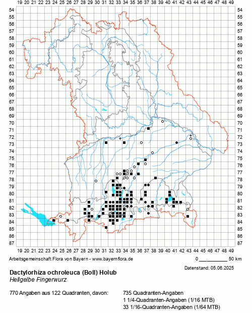 Die Verbreitungskarte zu Dactylorhiza ochroleuca (Boll) Holub wird geladen ...