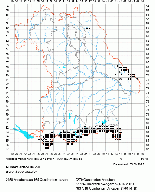 Die Verbreitungskarte zu Rumex arifolius All. wird geladen ...