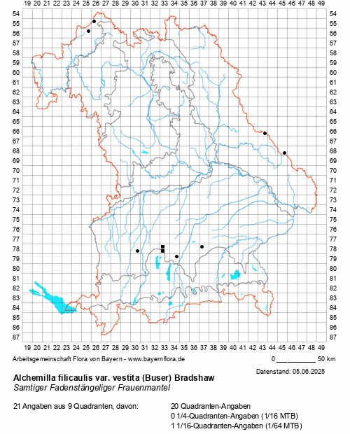 Die Verbreitungskarte zu Alchemilla filicaulis var. vestita (Buser) Bradshaw wird geladen ...