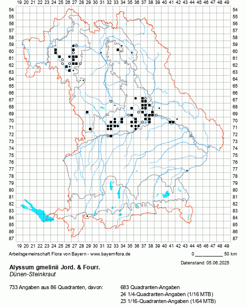 Die Verbreitungskarte zu Alyssum gmelinii Jord. & Fourr. wird geladen ...