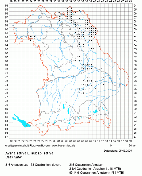 Die Verbreitungskarte zu Avena sativa L. subsp. sativa wird geladen ...
