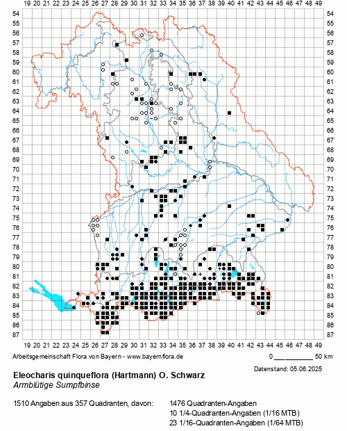 Die Verbreitungskarte zu Eleocharis quinqueflora (Hartmann) O. Schwarz wird geladen ...