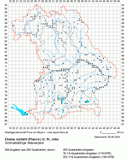 Die Verbreitungskarte zu Elodea nuttallii (Planch.) H. St. John wird geladen ...