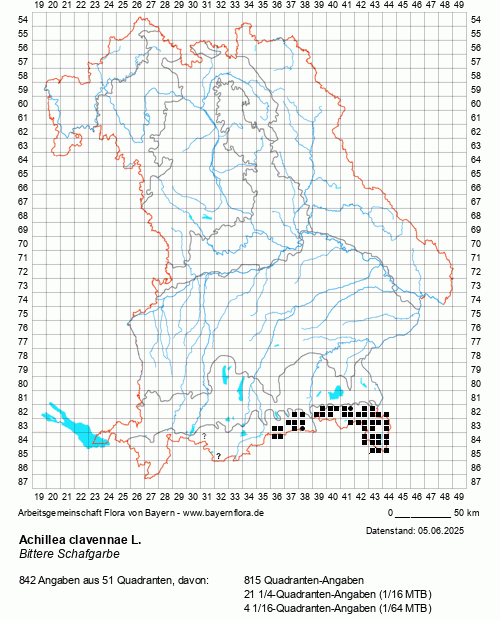 Die Verbreitungskarte zu Achillea clavennae L. wird geladen ...