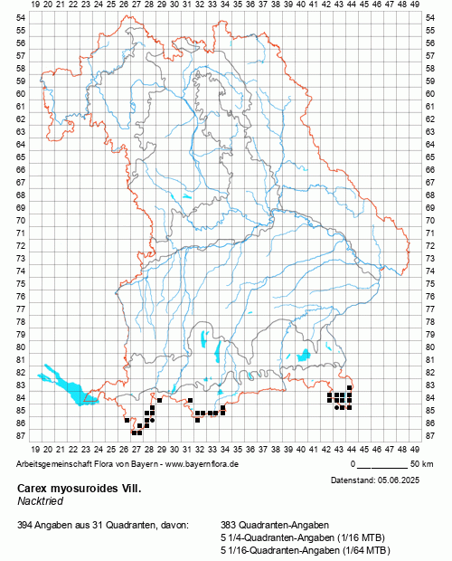 Die Verbreitungskarte zu Carex myosuroides Vill. wird geladen ...