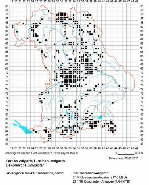Die Verbreitungskarte zu Carlina vulgaris L. subsp. vulgaris wird geladen ...