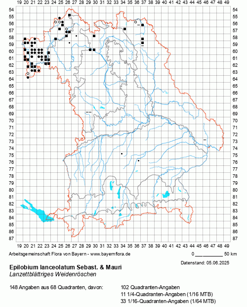 Die Verbreitungskarte zu Epilobium lanceolatum Sebast. & Mauri wird geladen ...