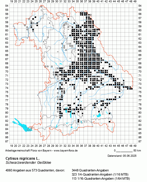 Die Verbreitungskarte zu Cytisus nigricans L. wird geladen ...