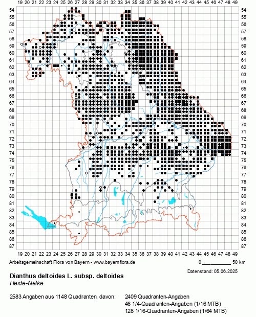 Die Verbreitungskarte zu Dianthus deltoides L. subsp. deltoides wird geladen ...
