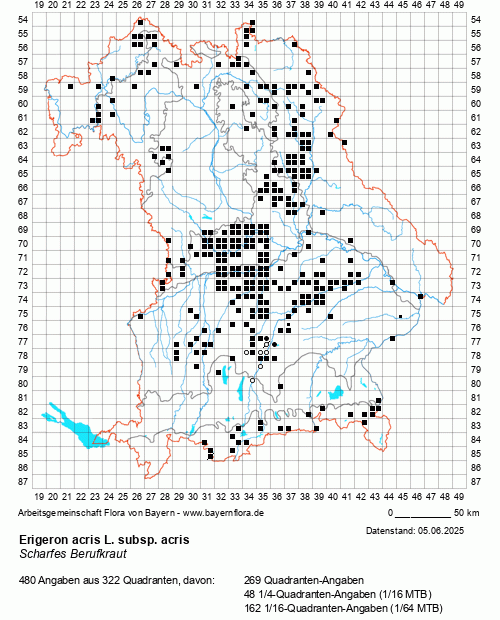 Die Verbreitungskarte zu Erigeron acris L. subsp. acris wird geladen ...