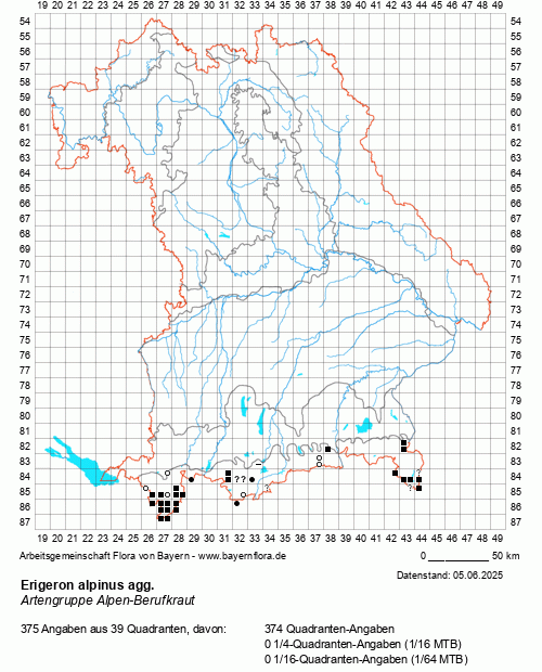 Die Verbreitungskarte zu Erigeron alpinus agg. wird geladen ...