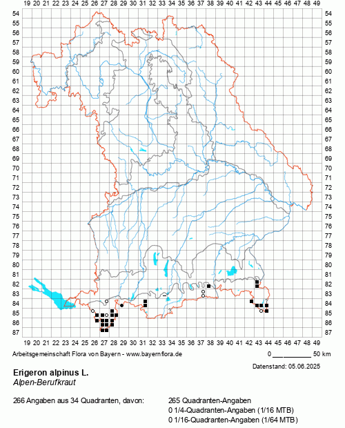 Die Verbreitungskarte zu Erigeron alpinus L. wird geladen ...