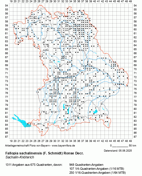 Die Verbreitungskarte zu Fallopia sachalinensis (F. Schmidt) Ronse Decr. wird geladen ...