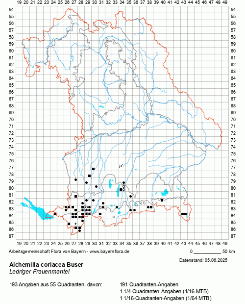 Die Verbreitungskarte zu Alchemilla coriacea Buser wird geladen ...