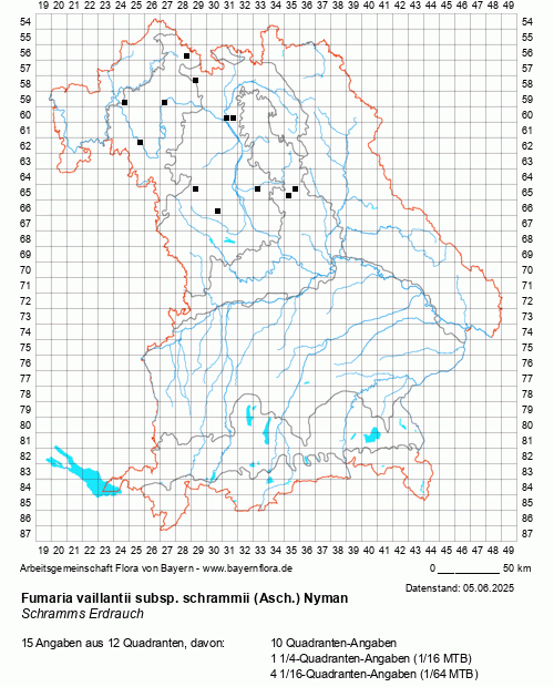 Die Verbreitungskarte zu Fumaria vaillantii subsp. schrammii (Asch.) Nyman wird geladen ...