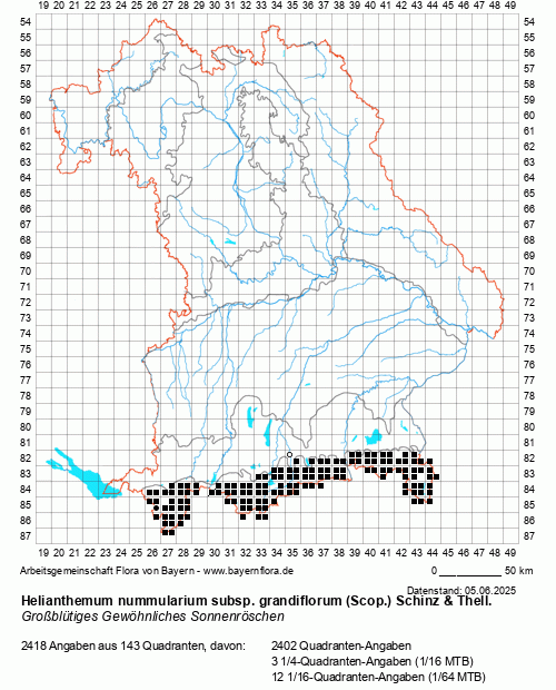Die Verbreitungskarte zu Helianthemum nummularium subsp. grandiflorum (Scop.) Schinz & Thell. wird geladen ...