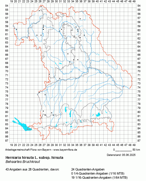 Die Verbreitungskarte zu Herniaria hirsuta L. subsp. hirsuta wird geladen ...