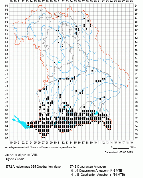 Die Verbreitungskarte zu Juncus alpinus Vill. wird geladen ...