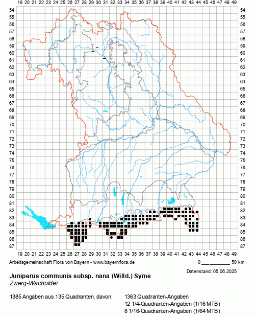 Die Verbreitungskarte zu Juniperus communis subsp. nana (Willd.) Syme wird geladen ...