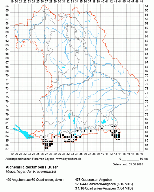 Die Verbreitungskarte zu Alchemilla decumbens Buser wird geladen ...