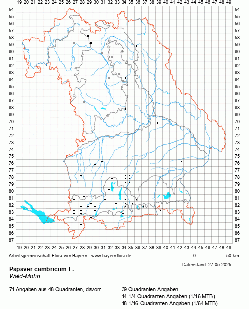 Die Verbreitungskarte zu Papaver cambricum L. wird geladen ...