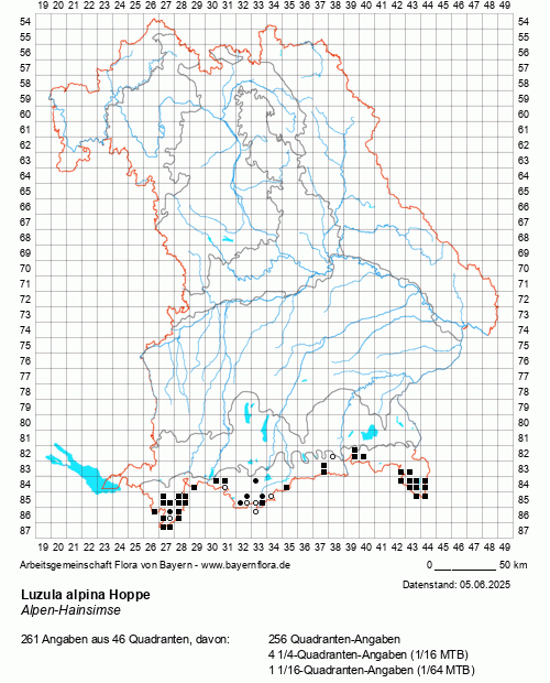 Die Verbreitungskarte zu Luzula alpina Hoppe wird geladen ...