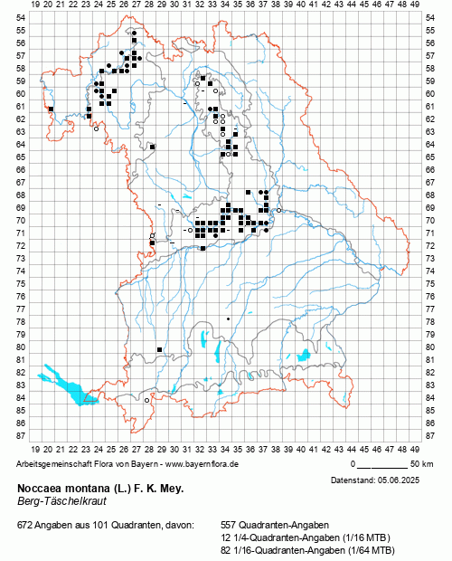 Die Verbreitungskarte zu Noccaea montana (L.) F. K. Mey. wird geladen ...