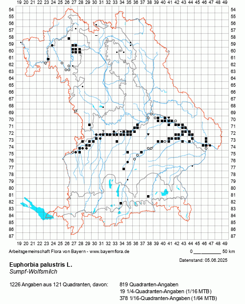 Die Verbreitungskarte zu Euphorbia palustris L. wird geladen ...