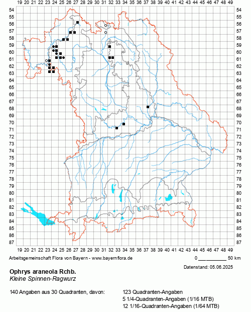 Die Verbreitungskarte zu Ophrys araneola Rchb. wird geladen ...