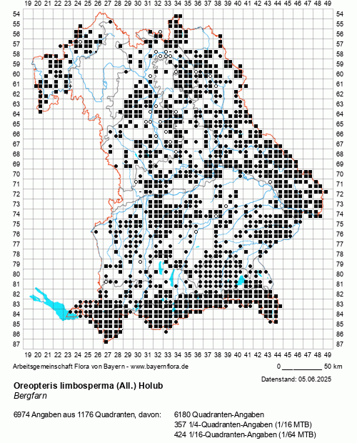 Die Verbreitungskarte zu Oreopteris limbosperma (All.) Holub wird geladen ...