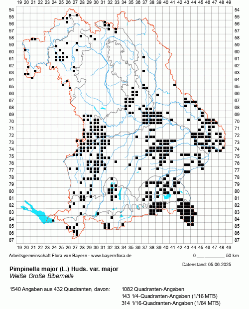 Die Verbreitungskarte zu Pimpinella major (L.) Huds. var. major wird geladen ...