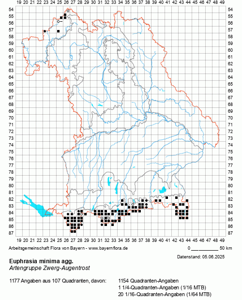 Die Verbreitungskarte zu Euphrasia minima agg. wird geladen ...