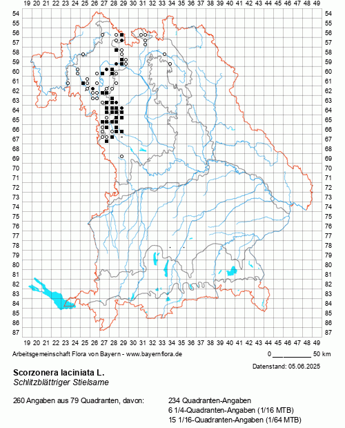Die Verbreitungskarte zu Scorzonera laciniata L. wird geladen ...