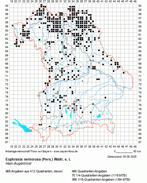 Die Verbreitungskarte zu Euphrasia nemorosa (Pers.) Wallr. s. l. wird geladen ...