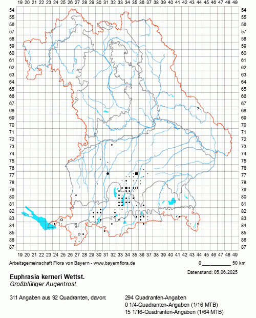 Die Verbreitungskarte zu Euphrasia kerneri Wettst. wird geladen ...