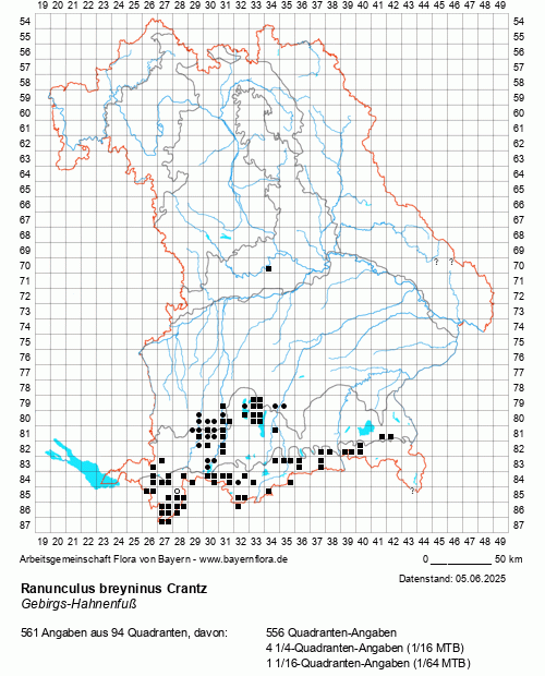 Die Verbreitungskarte zu Ranunculus breyninus Crantz wird geladen ...