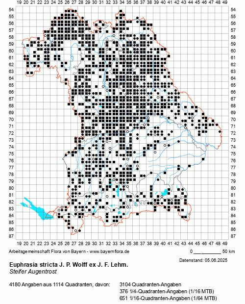 Die Verbreitungskarte zu Euphrasia stricta J. P. Wolff ex J. F. Lehm. wird geladen ...